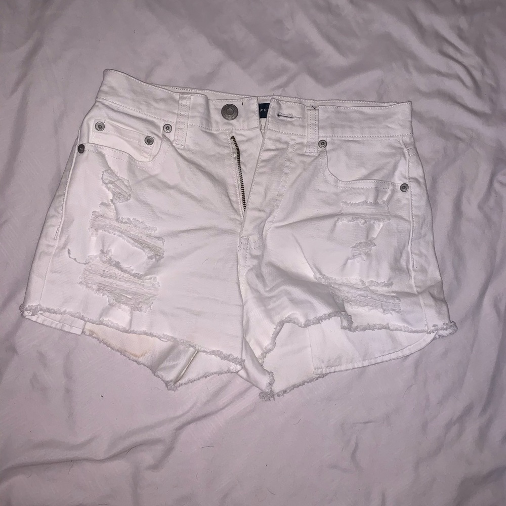 White jean shorts